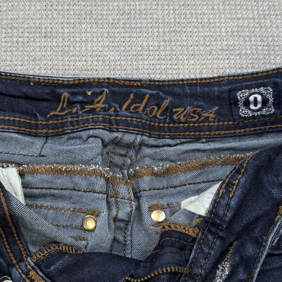LA Idol USA Womens Blue Denim Capri Jeans Straight Leg Low Rise Size 0 W26/L18 - Picture 6 of 13